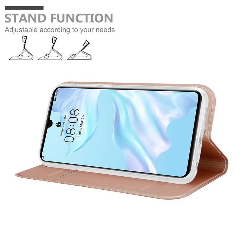 Cadorabo Hülle kompatibel mit Huawei P30 Schutzhülle mit Magnetverschluss, Standfunktion und Kartenfach