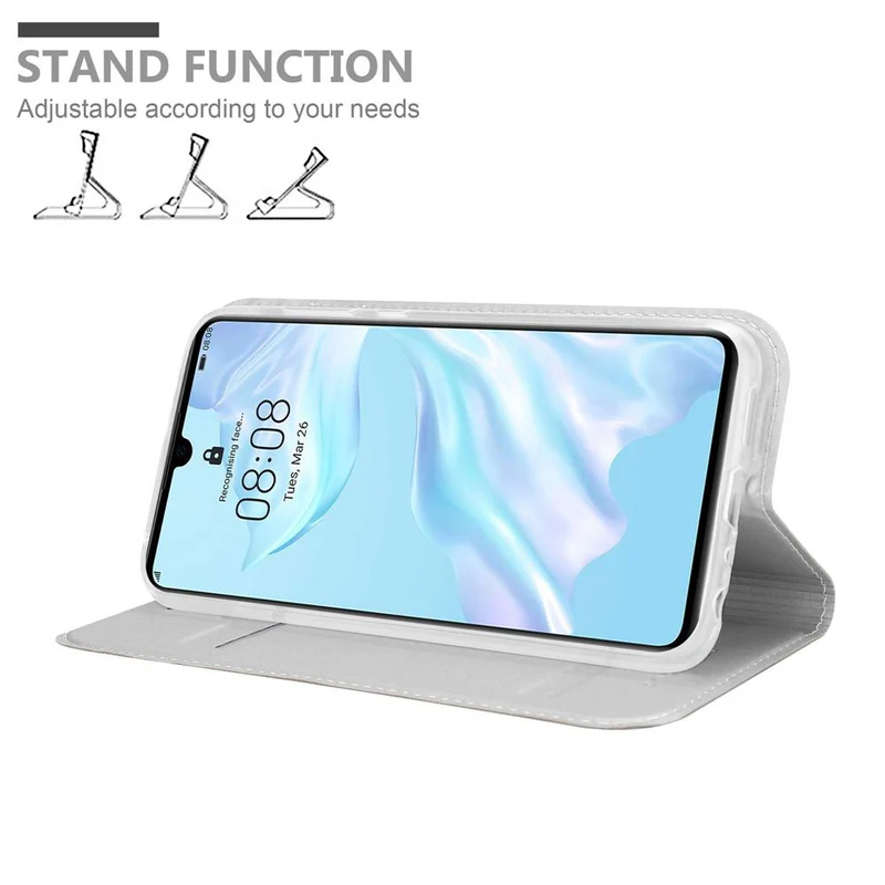 Cadorabo Hülle kompatibel mit Huawei P30 Schutzhülle mit Magnetverschluss, Standfunktion und Kartenfach