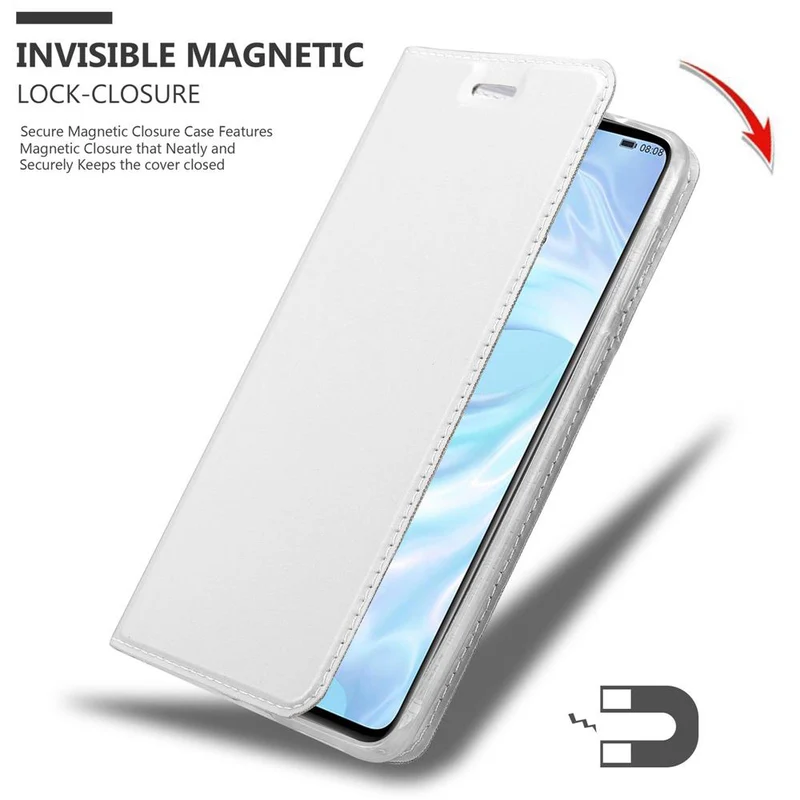 Cadorabo Hülle kompatibel mit Huawei P30 Schutzhülle mit Magnetverschluss, Standfunktion und Kartenfach