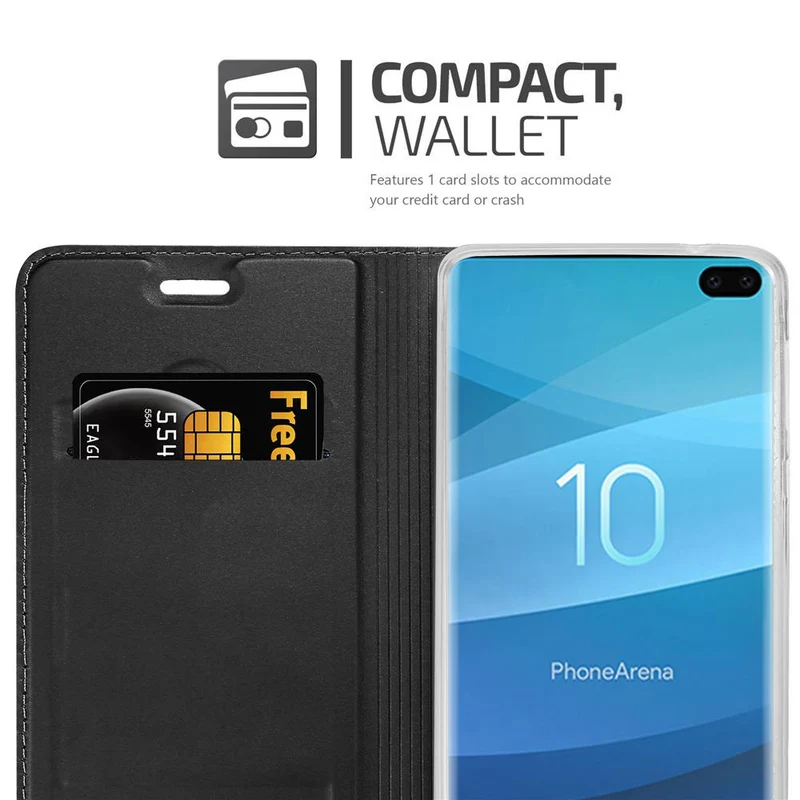 Cadorabo Hülle kompatibel mit Samsung Galaxy S10 PLUS Schutzhülle mit Magnetverschluss, Standfunktion und Kartenfach