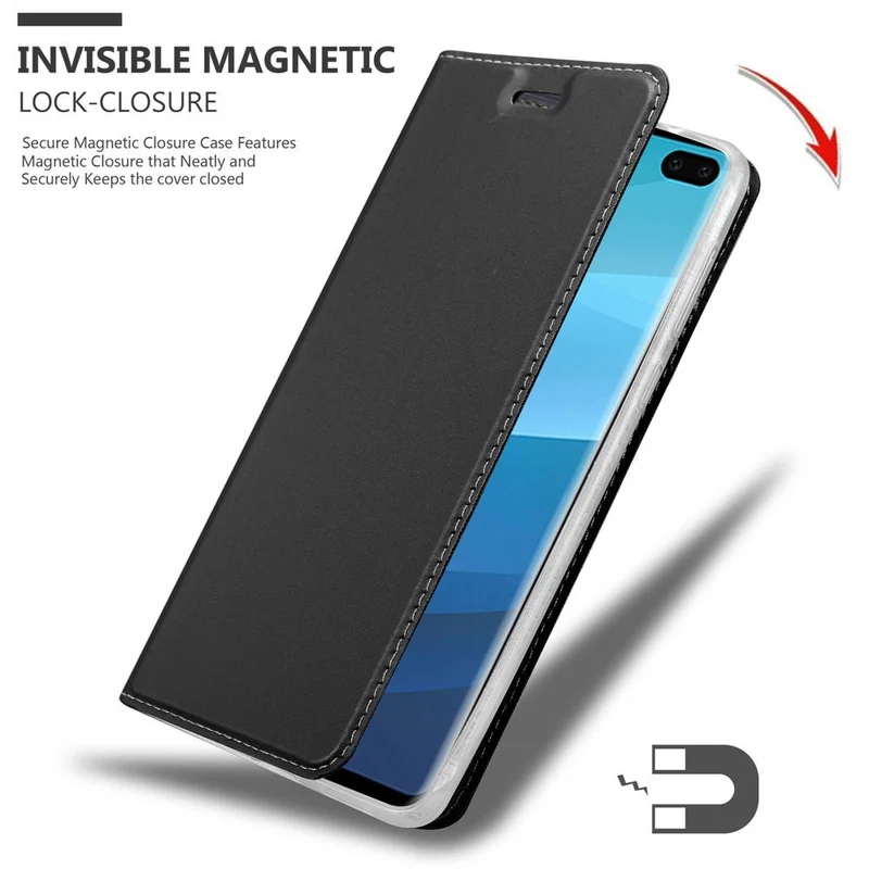 Cadorabo Hülle kompatibel mit Samsung Galaxy S10 PLUS Schutzhülle mit Magnetverschluss, Standfunktion und Kartenfach