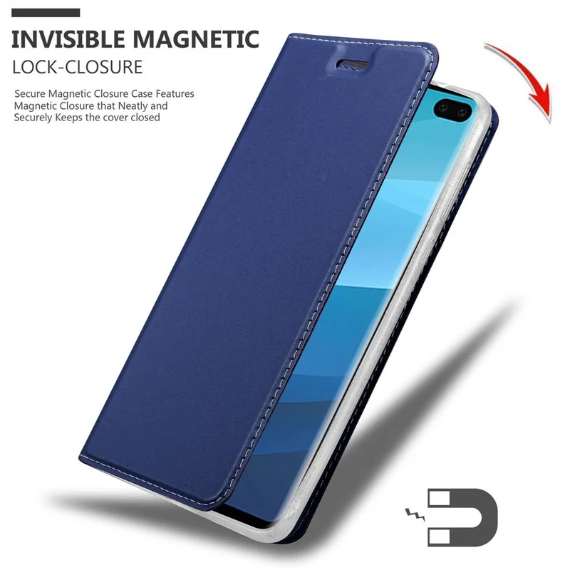Cadorabo Hülle kompatibel mit Samsung Galaxy S10 PLUS Schutzhülle mit Magnetverschluss, Standfunktion und Kartenfach