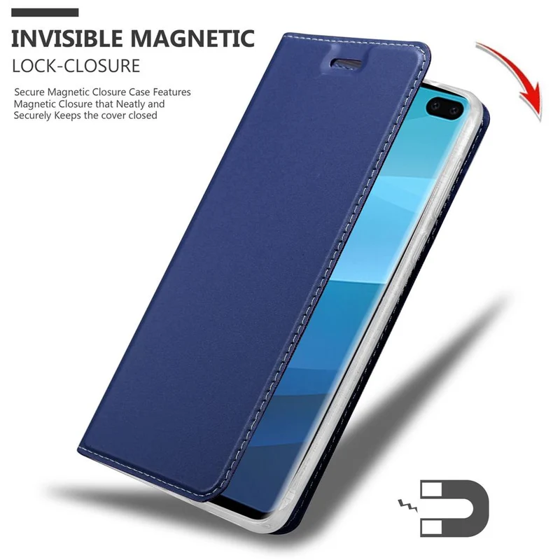 Cadorabo Hülle kompatibel mit Samsung Galaxy S10 PLUS Schutzhülle mit Magnetverschluss, Standfunktion und Kartenfach