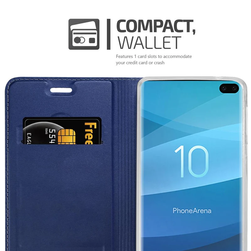 Cadorabo Hülle kompatibel mit Samsung Galaxy S10 PLUS Schutzhülle mit Magnetverschluss, Standfunktion und Kartenfach