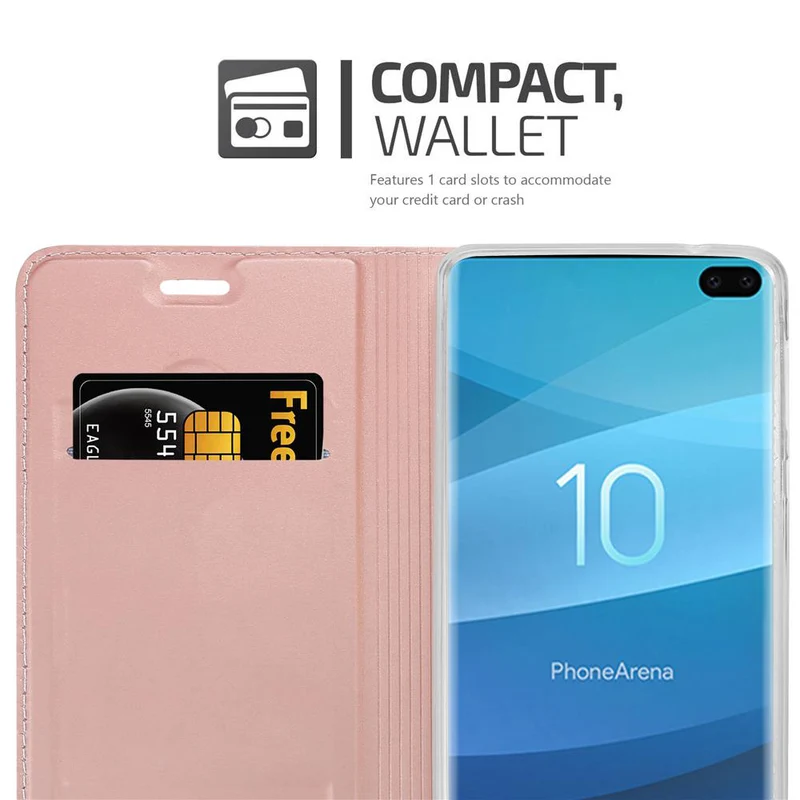 Cadorabo Hülle kompatibel mit Samsung Galaxy S10 PLUS Schutzhülle mit Magnetverschluss, Standfunktion und Kartenfach