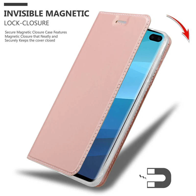 Cadorabo Hülle kompatibel mit Samsung Galaxy S10 PLUS Schutzhülle mit Magnetverschluss, Standfunktion und Kartenfach