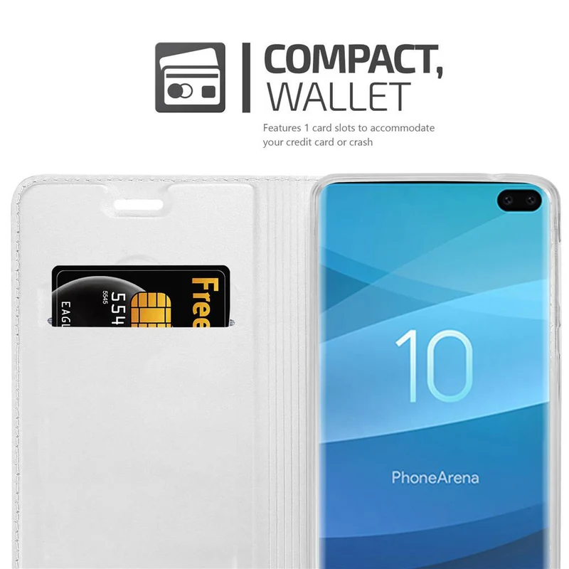 Cadorabo Hülle kompatibel mit Samsung Galaxy S10 PLUS Schutzhülle mit Magnetverschluss, Standfunktion und Kartenfach