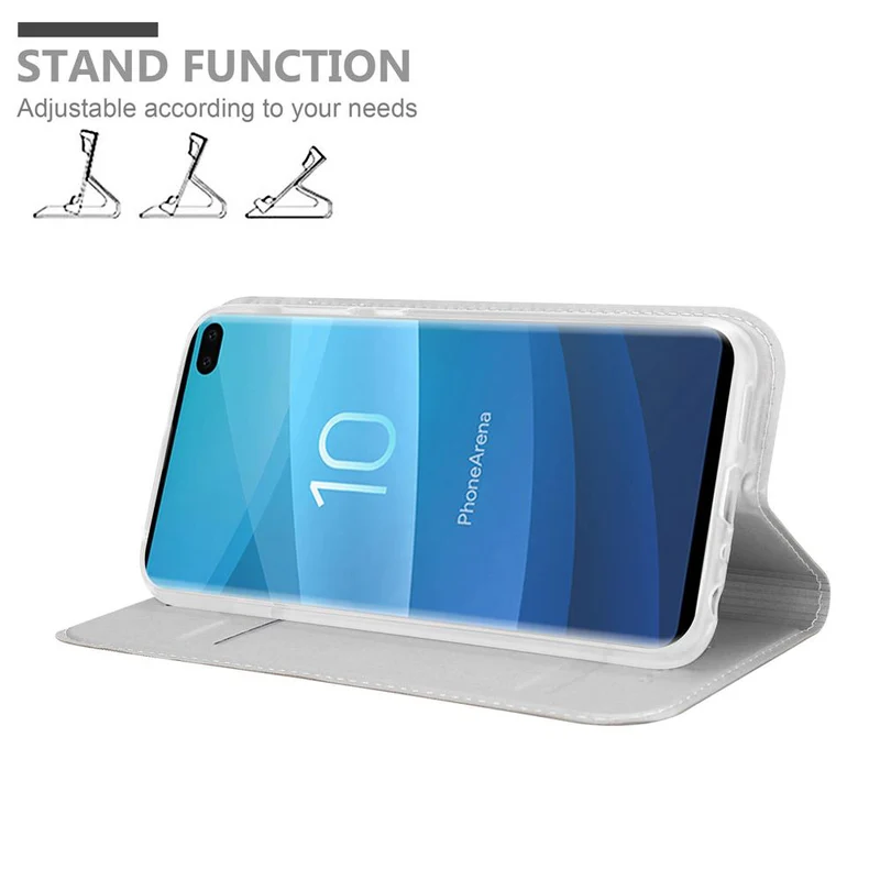 Cadorabo Hülle kompatibel mit Samsung Galaxy S10 PLUS Schutzhülle mit Magnetverschluss, Standfunktion und Kartenfach