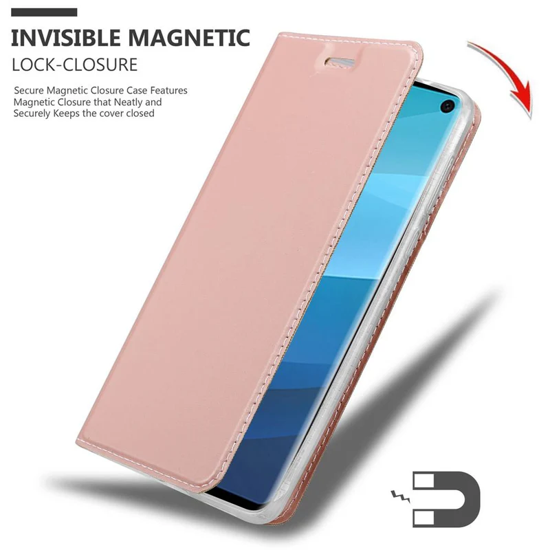 Cadorabo Hülle kompatibel mit Samsung Galaxy S10 4G Schutzhülle mit Magnetverschluss, Standfunktion und Kartenfach