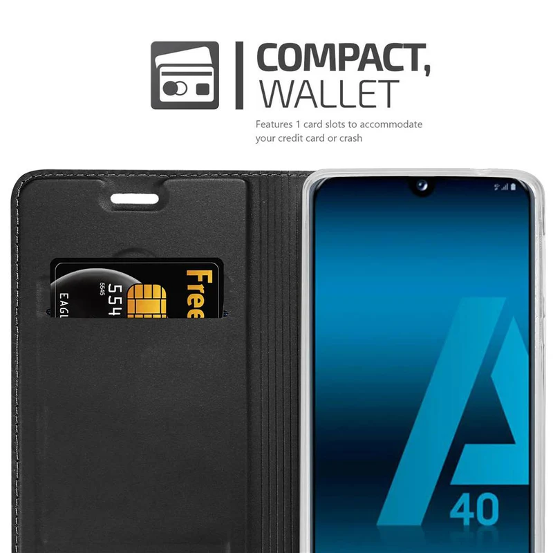 Cadorabo Hülle kompatibel mit Samsung Galaxy A40 Schutzhülle mit Magnetverschluss, Standfunktion und Kartenfach
