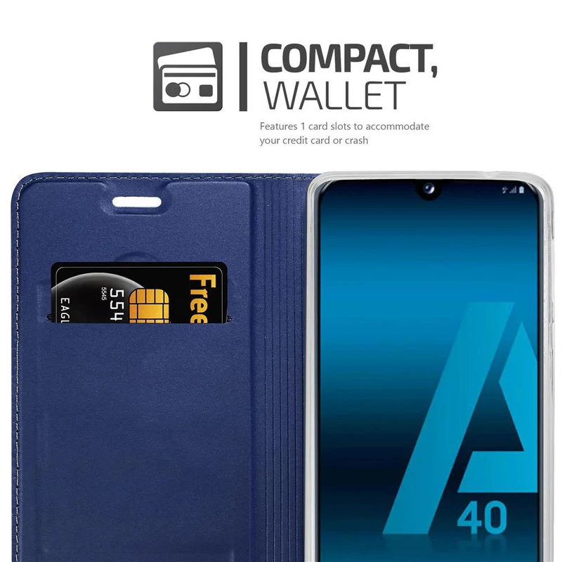 Cadorabo Hülle kompatibel mit Samsung Galaxy A40 Schutzhülle mit Magnetverschluss, Standfunktion und Kartenfach
