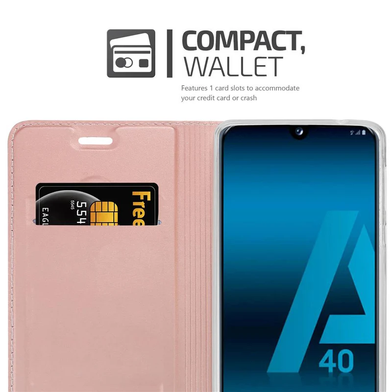 Cadorabo Hülle kompatibel mit Samsung Galaxy A40 Schutzhülle mit Magnetverschluss, Standfunktion und Kartenfach
