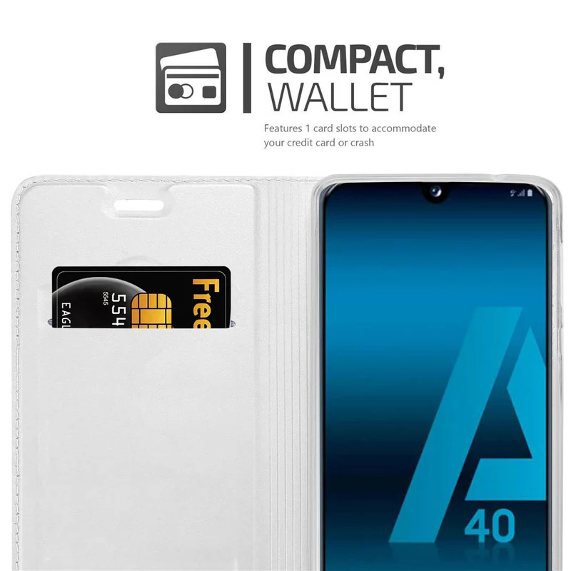 Cadorabo Hülle kompatibel mit Samsung Galaxy A40 Schutzhülle mit Magnetverschluss, Standfunktion und Kartenfach