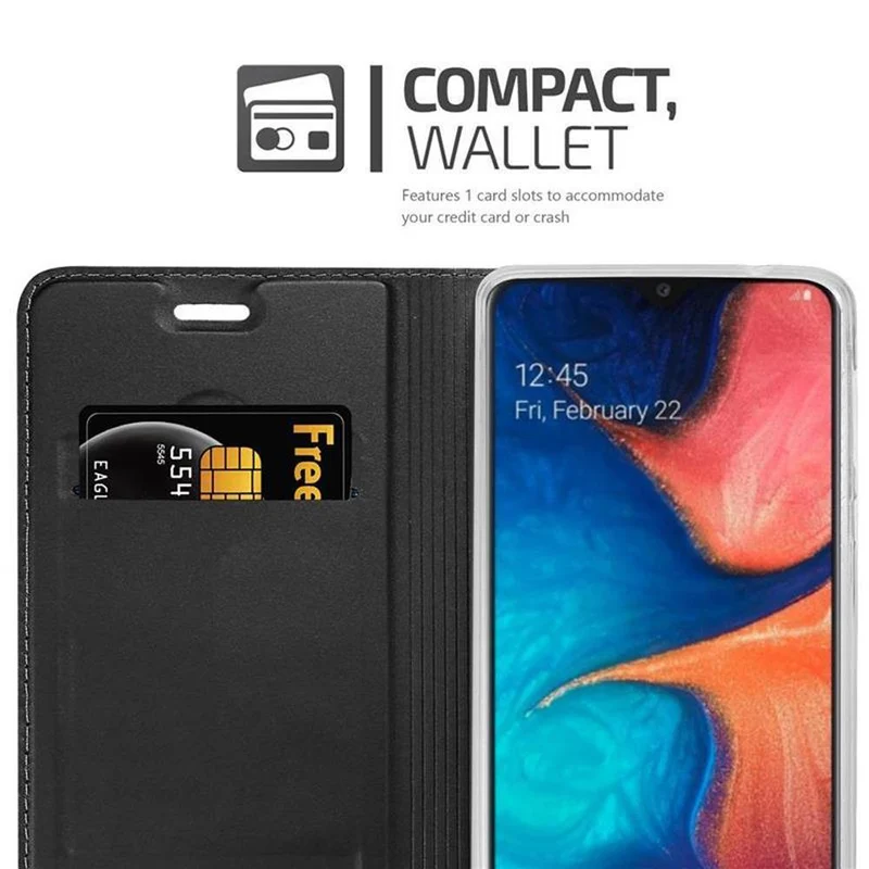 Cadorabo Hülle kompatibel mit Samsung Galaxy A10e / A20e Schutzhülle mit Magnetverschluss, Standfunktion und Kartenfach