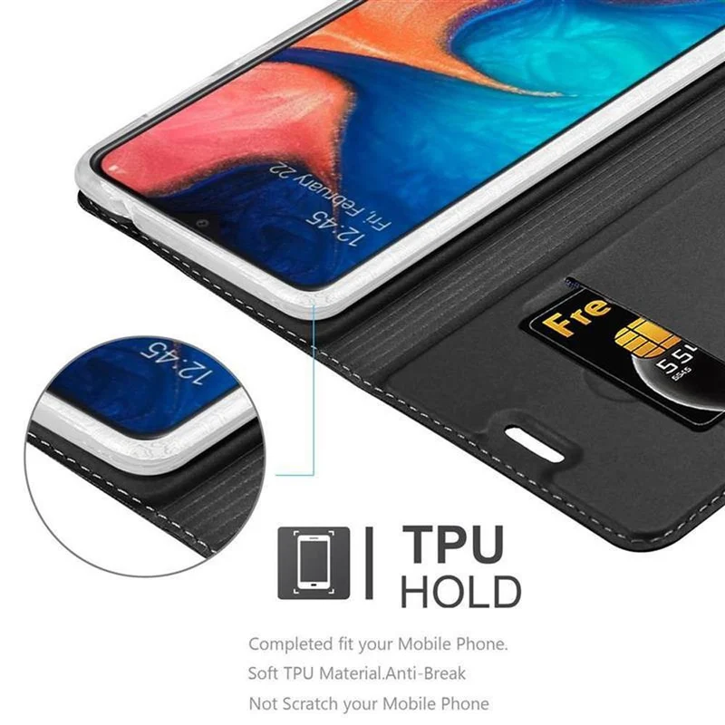 Cadorabo Hülle kompatibel mit Samsung Galaxy A10e / A20e Schutzhülle mit Magnetverschluss, Standfunktion und Kartenfach