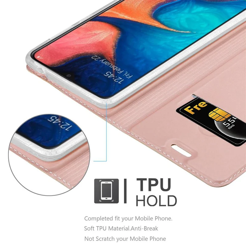 Cadorabo Hülle kompatibel mit Samsung Galaxy A10e / A20e Schutzhülle mit Magnetverschluss, Standfunktion und Kartenfach