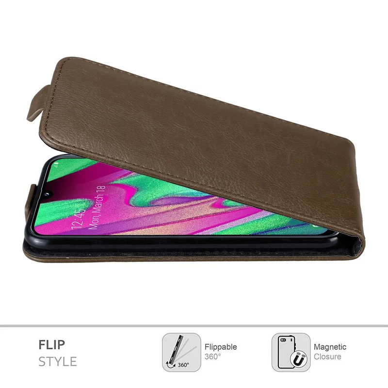 Cadorabo Hülle kompatibel mit Samsung Galaxy A40 Schutzhülle im Flip Design mit Magnetverschluss