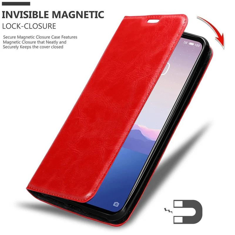 Cadorabo Hülle kompatibel mit MEIZU 16Xs Schutzhülle mit Magnetverschluss, Standfunktion und Kartenfach