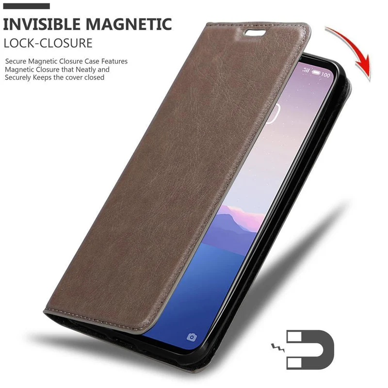 Cadorabo Hülle kompatibel mit MEIZU 16Xs Schutzhülle mit Magnetverschluss, Standfunktion und Kartenfach