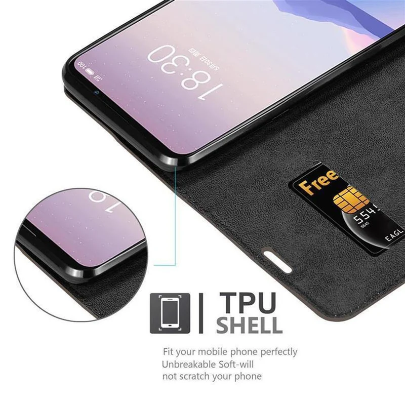 Cadorabo Hülle kompatibel mit MEIZU 16Xs Schutzhülle mit Magnetverschluss, Standfunktion und Kartenfach