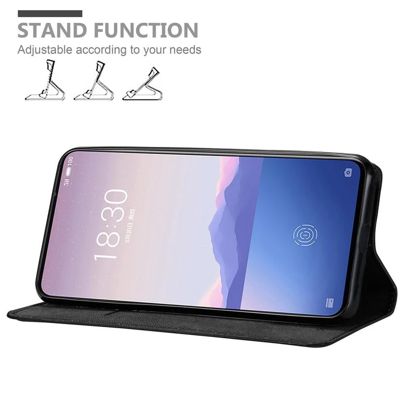 Cadorabo Hülle kompatibel mit MEIZU 16Xs Schutzhülle mit Magnetverschluss, Standfunktion und Kartenfach