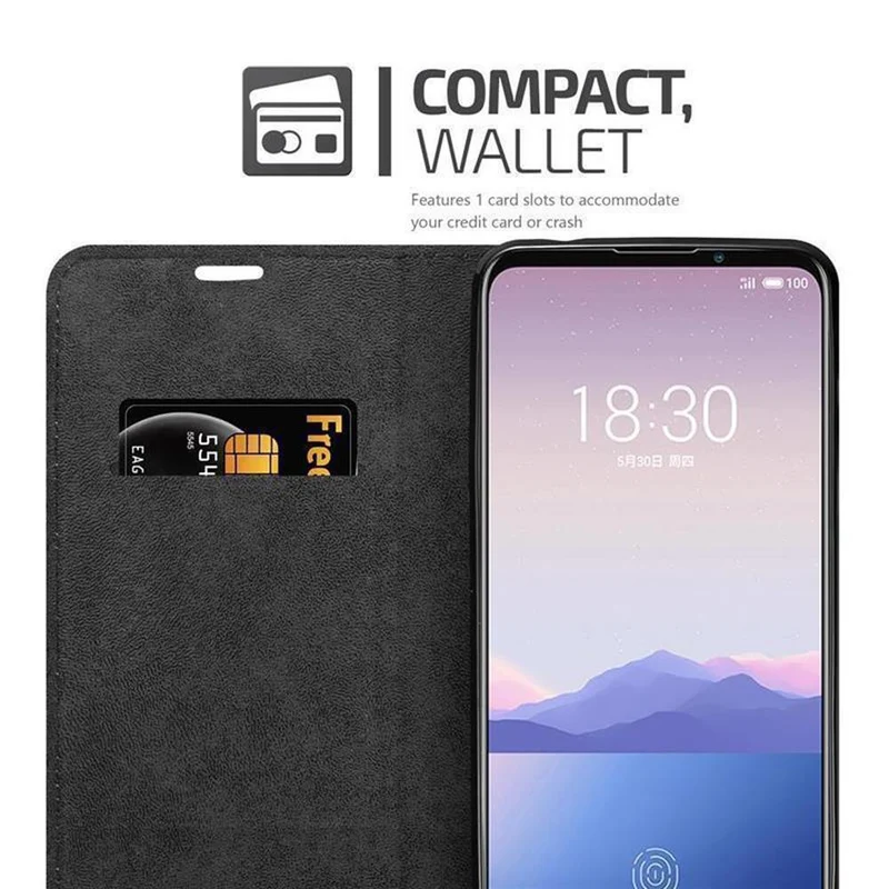 Cadorabo Hülle kompatibel mit MEIZU 16Xs Schutzhülle mit Magnetverschluss, Standfunktion und Kartenfach
