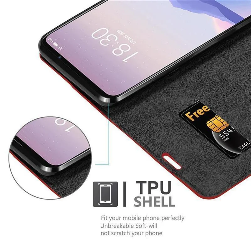 Cadorabo Hülle kompatibel mit MEIZU 16S Schutzhülle mit Magnetverschluss, Standfunktion und Kartenfach