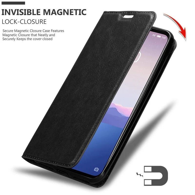 Cadorabo Hülle kompatibel mit MEIZU 16S Schutzhülle mit Magnetverschluss, Standfunktion und Kartenfach