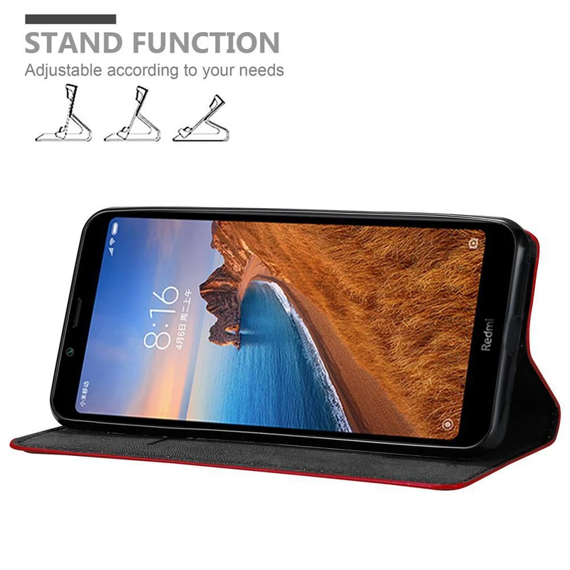 Cadorabo Hülle kompatibel mit Xiaomi RedMi 7A Schutzhülle mit Magnetverschluss, Standfunktion und Kartenfach