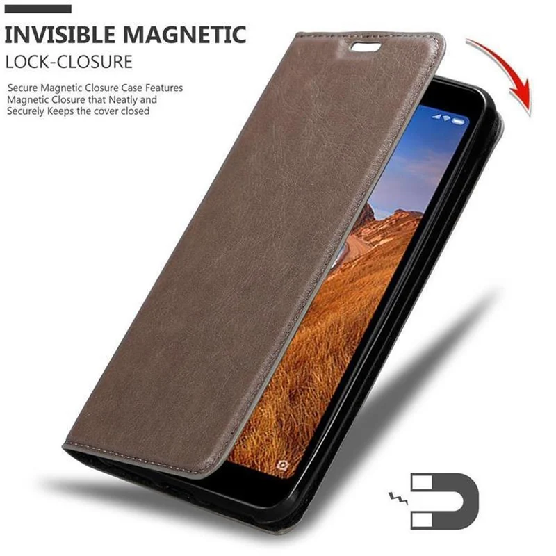 Cadorabo Hülle kompatibel mit Xiaomi RedMi 7A Schutzhülle mit Magnetverschluss, Standfunktion und Kartenfach
