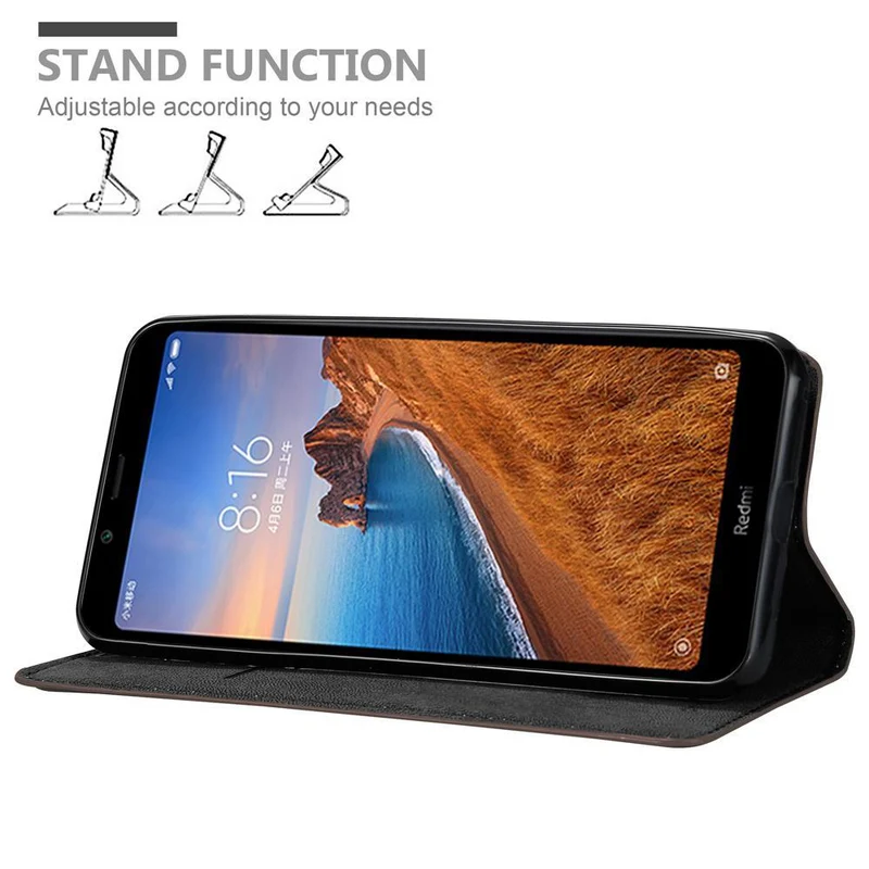Cadorabo Hülle kompatibel mit Xiaomi RedMi 7A Schutzhülle mit Magnetverschluss, Standfunktion und Kartenfach