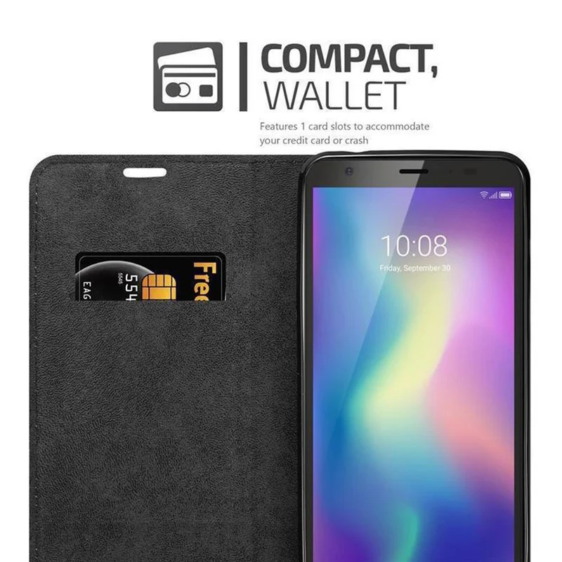 Cadorabo Hülle kompatibel mit ZTE Blade A5 2019 Schutzhülle mit Magnetverschluss, Standfunktion und Kartenfach