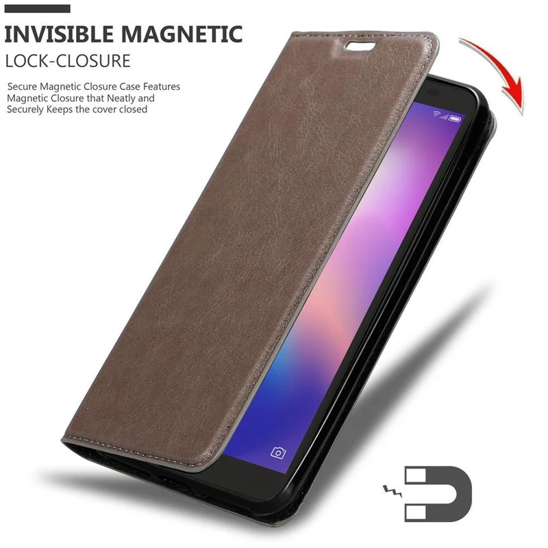Cadorabo Hülle kompatibel mit ZTE Blade A5 2019 Schutzhülle mit Magnetverschluss, Standfunktion und Kartenfach