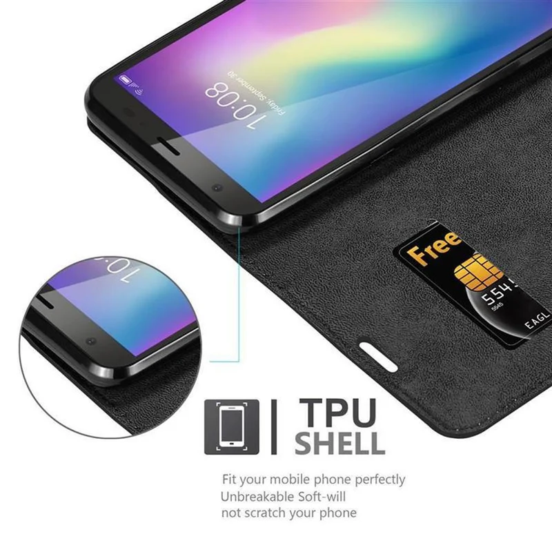 Cadorabo Hülle kompatibel mit ZTE Blade A5 2019 Schutzhülle mit Magnetverschluss, Standfunktion und Kartenfach