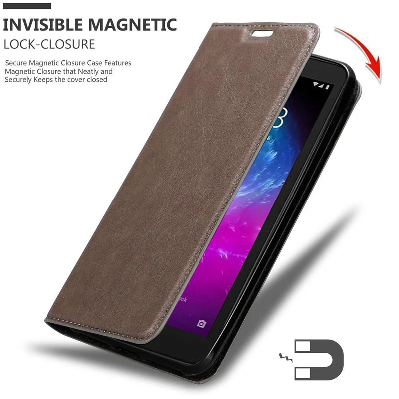 Cadorabo Hülle kompatibel mit ZTE Blade A3 2019 Schutzhülle mit Magnetverschluss, Standfunktion und Kartenfach