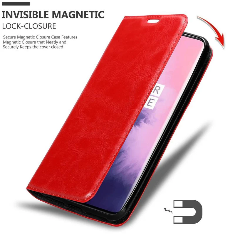 Cadorabo Hülle kompatibel mit OnePlus 7 PRO Schutzhülle mit Magnetverschluss, Standfunktion und Kartenfach