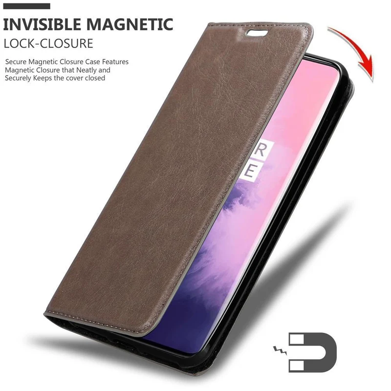 Cadorabo Hülle kompatibel mit OnePlus 7 PRO Schutzhülle mit Magnetverschluss, Standfunktion und Kartenfach