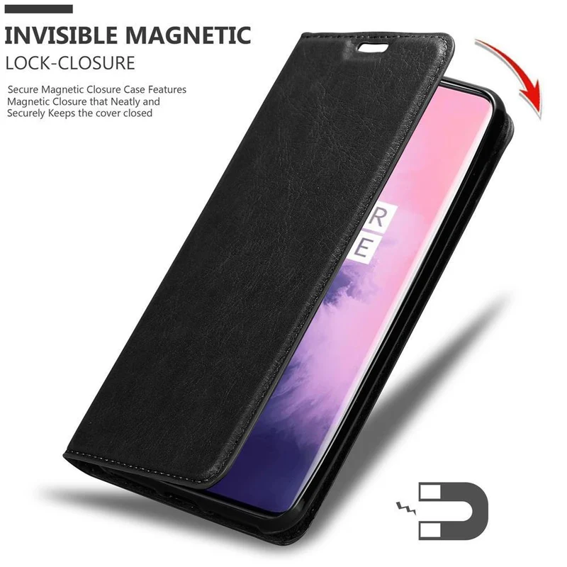 Cadorabo Hülle kompatibel mit OnePlus 7 PRO Schutzhülle mit Magnetverschluss, Standfunktion und Kartenfach