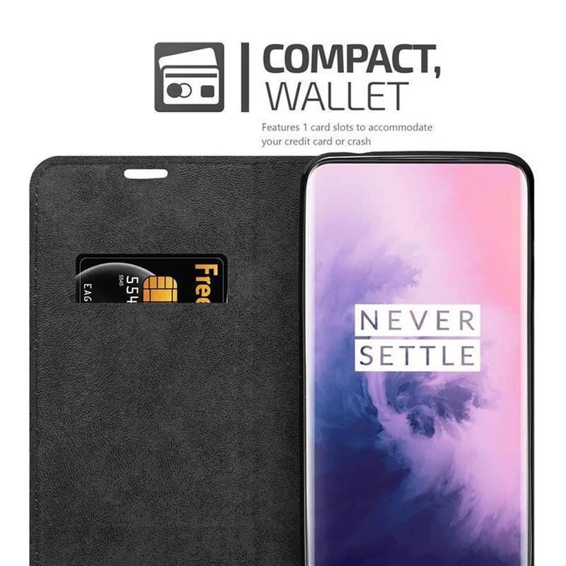 Cadorabo Hülle kompatibel mit OnePlus 7 PRO Schutzhülle mit Magnetverschluss, Standfunktion und Kartenfach