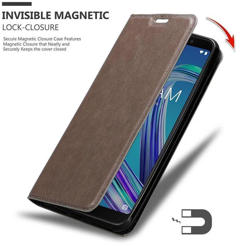 Cadorabo Hülle kompatibel mit Asus ZenFone MAX PRO M1 (6 Zoll) Schutzhülle mit Magnetverschluss, Standfunktion und Kartenfach