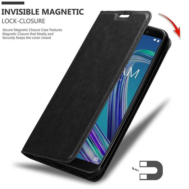 Cadorabo Hülle kompatibel mit Asus ZenFone MAX PRO M1 (6 Zoll) Schutzhülle mit Magnetverschluss, Standfunktion und Kartenfach