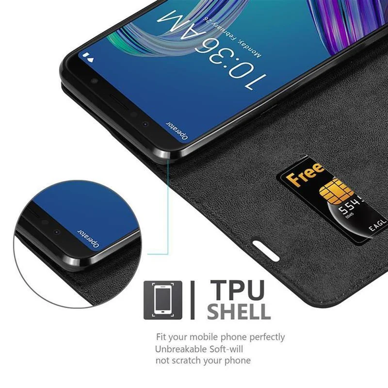 Cadorabo Hülle kompatibel mit Asus ZenFone MAX PRO M1 (6 Zoll) Schutzhülle mit Magnetverschluss, Standfunktion und Kartenfach