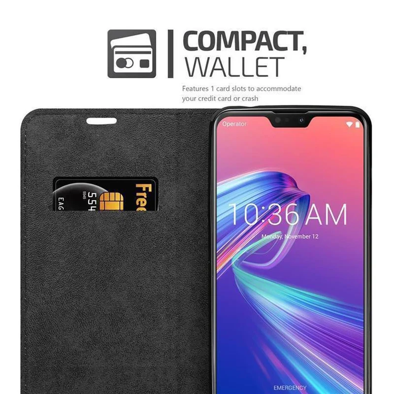 Cadorabo Hülle kompatibel mit Asus ZenFone MAX PRO M2 (6.3 Zoll) Schutzhülle mit Magnetverschluss, Standfunktion und Kartenfach