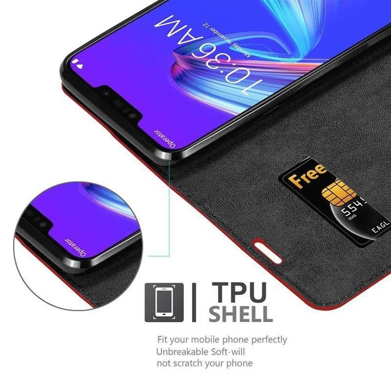 Cadorabo Hülle kompatibel mit Asus ZenFone MAX M2 Schutzhülle mit Magnetverschluss, Standfunktion und Kartenfach