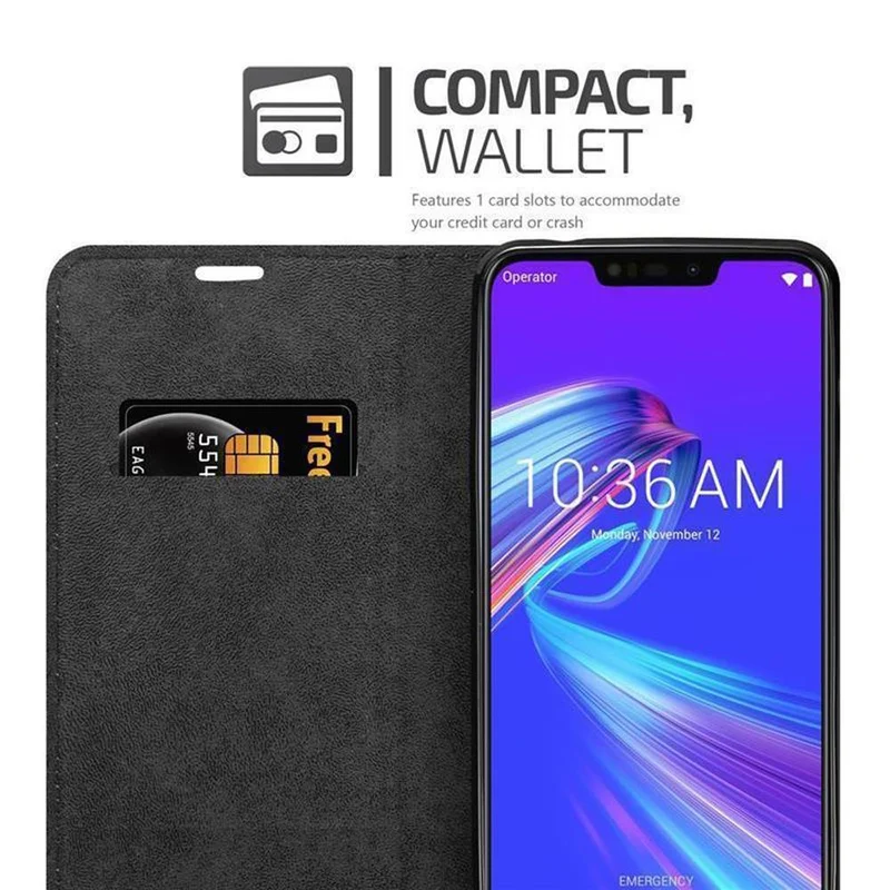 Cadorabo Hülle kompatibel mit Asus ZenFone MAX M2 Schutzhülle mit Magnetverschluss, Standfunktion und Kartenfach