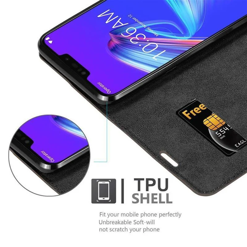 Cadorabo Hülle kompatibel mit Asus ZenFone MAX M2 Schutzhülle mit Magnetverschluss, Standfunktion und Kartenfach