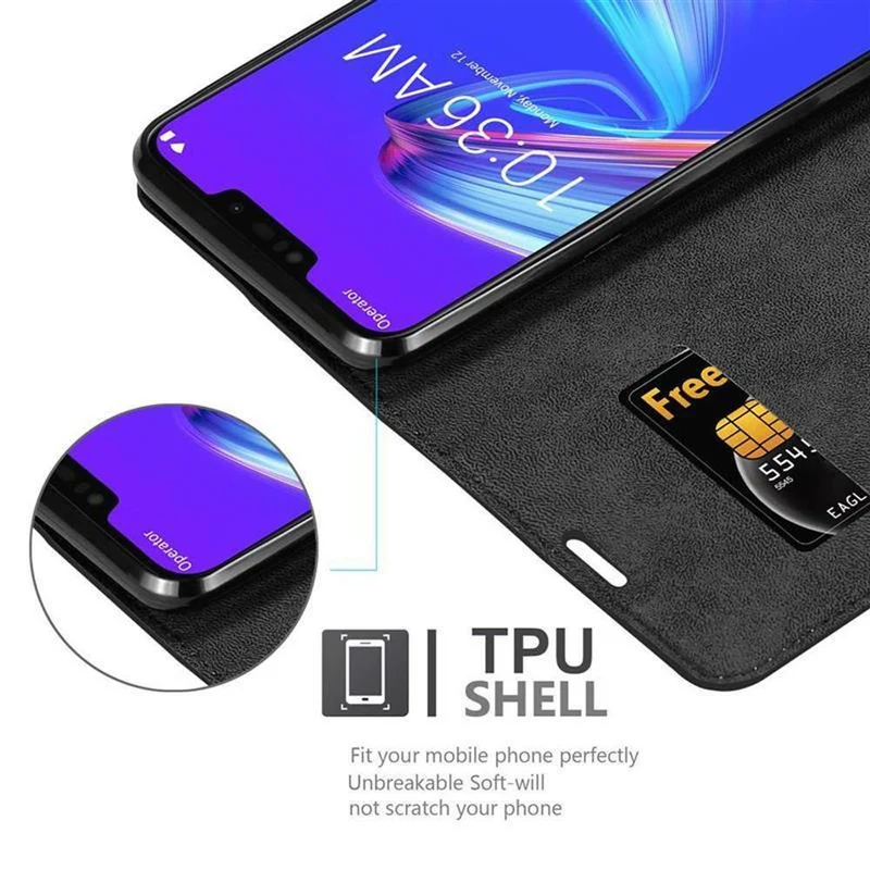 Cadorabo Hülle kompatibel mit Asus ZenFone MAX M2 Schutzhülle mit Magnetverschluss, Standfunktion und Kartenfach