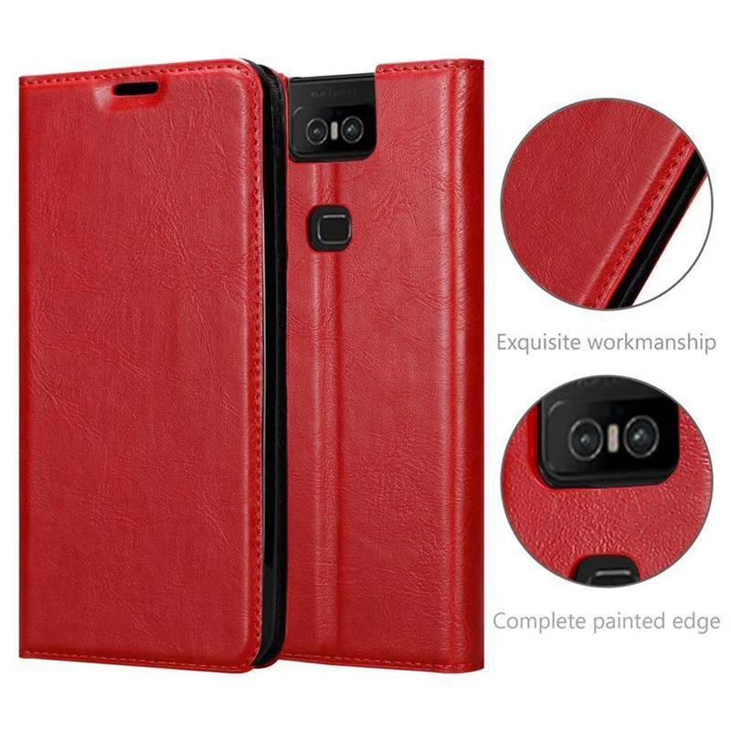 Cadorabo Hülle kompatibel mit Asus ZenFone 6 Schutzhülle mit Magnetverschluss, Standfunktion und Kartenfach