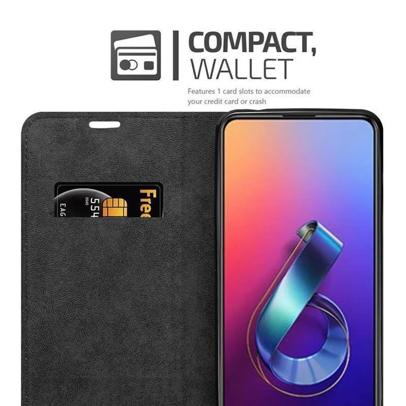 Cadorabo Hülle kompatibel mit Asus ZenFone 6 Schutzhülle mit Magnetverschluss, Standfunktion und Kartenfach