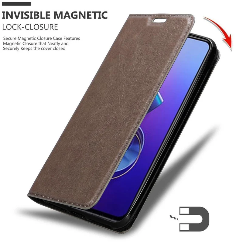 Cadorabo Hülle kompatibel mit Asus ZenFone 6 Schutzhülle mit Magnetverschluss, Standfunktion und Kartenfach